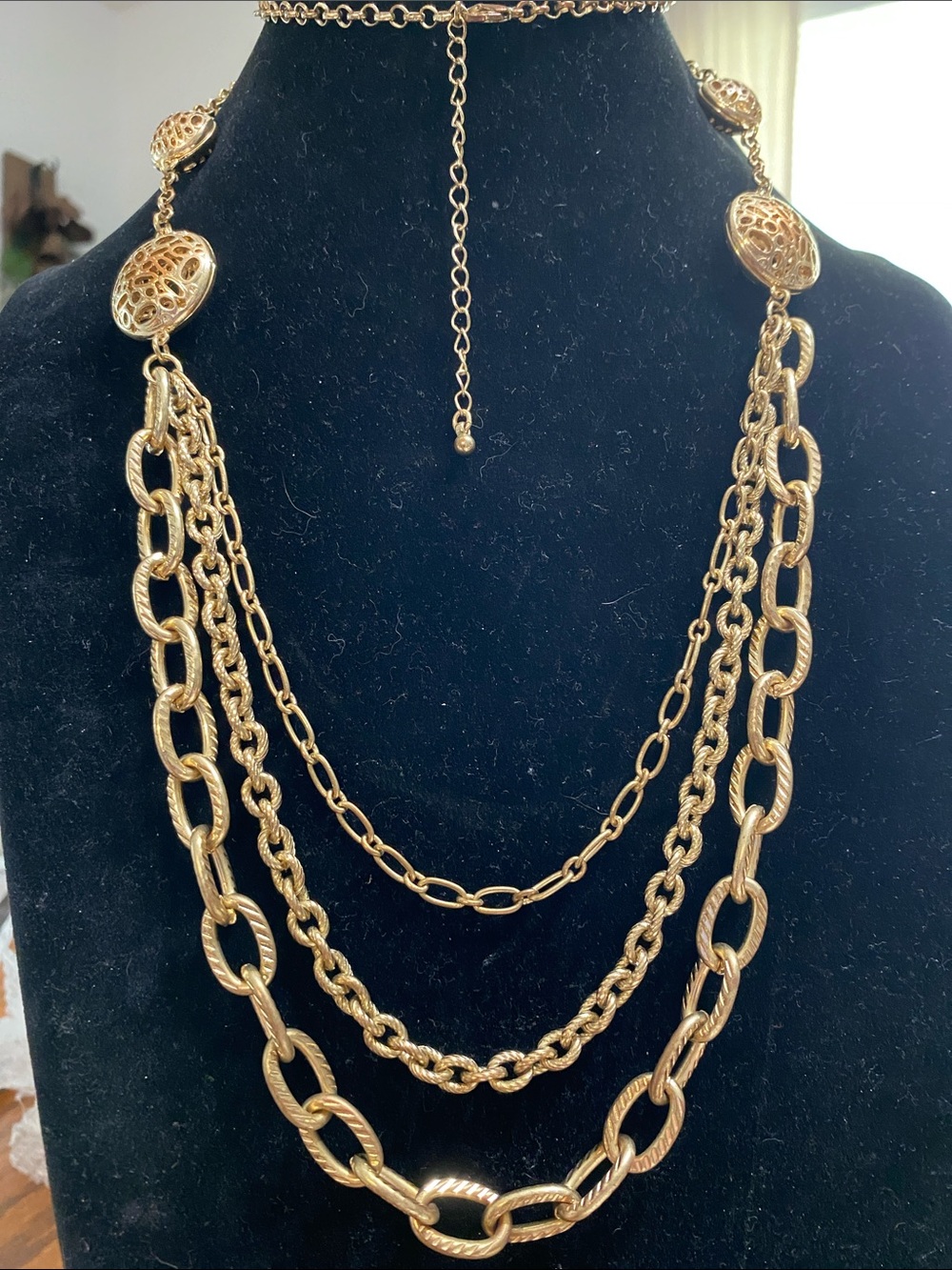 VTG Gold Multi-Strand Chain Necklace